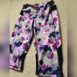 🌈JF Active Cropped Mesh Floralcore Adjustable Waist Leggings